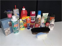VARIOUS CLEANING SUPPLIES AND SHOE POLISH (STAIN
