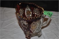 red and clear glass creamer