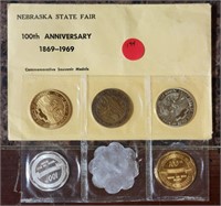 NEBR. STATE FAIR 100TH ANNIV. MEDALLION SET