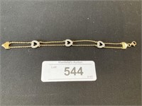 925 Marked Silver Gold Tone Heart Bracelet.