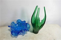 Art Glass Ashtray & Vase