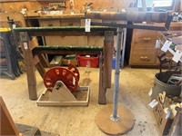 Roller Stand, (2) Wooden Saw Horses and Extension