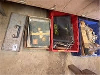 Metal Toolbox with Contents, Paint Trays and