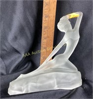 Art Deco frosted glass woman statue marked