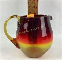 Mid Century amberina art glass pitcher