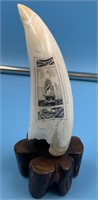 Scrimshawed whale's tooth, depicting the HMS Pearl