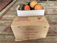 Box of clay pigeons & extras