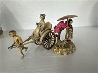 2 vintage celluloid geisha and rickshaw souvenirs