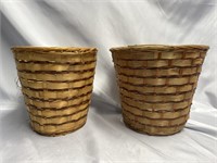 PAIR OF VINTAGE BOHO WICKER PLANTER BASKETS