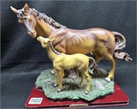RESIN MARE AND COLT STATUE