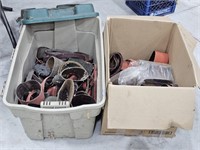 LARGE TOTE AND BOX OF SANDING BELTS