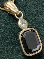 $1800 14K  Black Diamond(2ct) Diamond(0.09ct) Pend