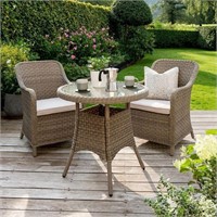 3 PC OUTDOOR WICKER BISTRO TABLE SET