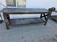 Heavy Duty Metal Shop Table With Vice