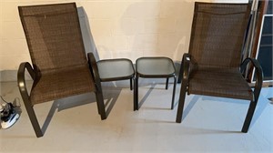 Two outdoor chairs and tables