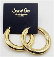 (KC) Soave Oro 14kt Gold Electroform Hoop Pierced