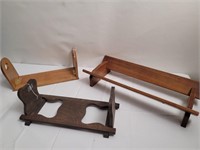 3 wooden book holders