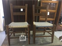 Pair of Antique Child's Chairs with Shaker Woven