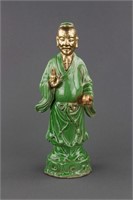 Chinese Tang Periond Gilt Pottery Taoist Figure