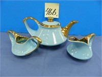 Vintage Turquoise & Gold Tea Set