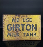 Girton Milk Tank  Metal Dairy Sign