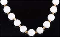 10K YELLOW GOLD WHITE CORAL BEADED NECKLACE