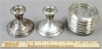 Sterling Weighted Candlesticks & Coasters