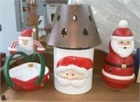 Santa Candy Basket, Santa Candle Jar w/Shade,