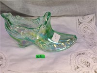 Fenton Green Opalescent Large Shoe