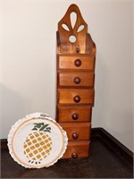 Wooden Wall Organizer with Six (6) Drawers and