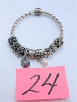 Pandora 7" Bracelet with 9 Sterling Charms