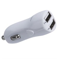 2-Port USB Car Charger, White