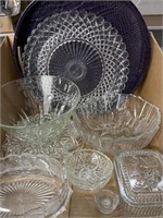 Assorted Cut Glass Items Bowls , Platters , Trays