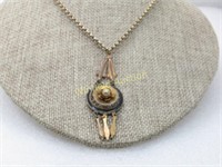 Victorian Rhinestone Faux Pearl Pendant Necklace,