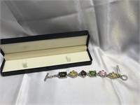 Judith Ripka.925&18K Fruit Crystal/Quartz Bracelet