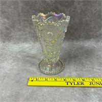 VTG Imperial Glass White Carnival Glass Vase