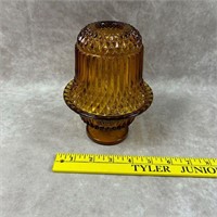 Vtg Indiana Glass Amber Diamond Point Fairy Lamp