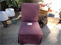 purple polkadot fabric chair