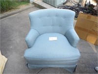 plaid blue fabric chair