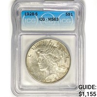 1928-S Silver Peace Dollar ICG MS63