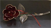 Glass rose measuring approximately 10 inches