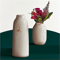 White Vases for Decor Set of 2 - Premium