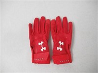 Under Armour UA Heater Batting Gloves, Red, Youth