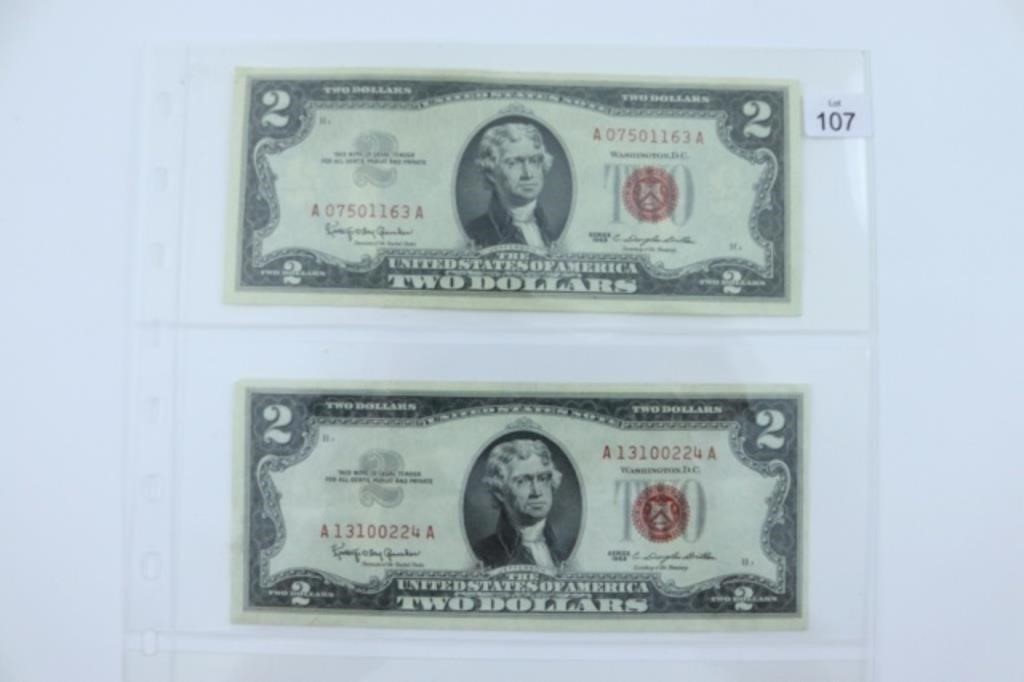 (2) Two Dollar Red Seal Notes.