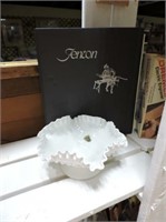 Fenton Milk Glass Dish & Fenton Reference Book