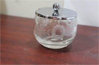An Etched Glass Sugar Container