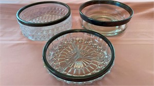 Lead Crystal Silver Rimmed 3 Compartment Serving