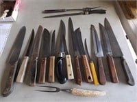 (13) Vintage Kitchen/Butcher Knives w/ Accessories