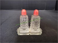 Vintage Retro Glass 3pc Salt & Pepper Shakers