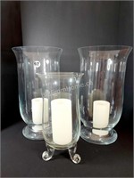 3 - GLASS CANDLE STANDS